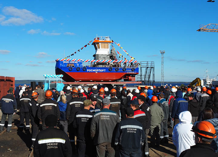 Экосудно проекта NE028 для морского порта Владивосток спущено на воду на Онежском ССЗ