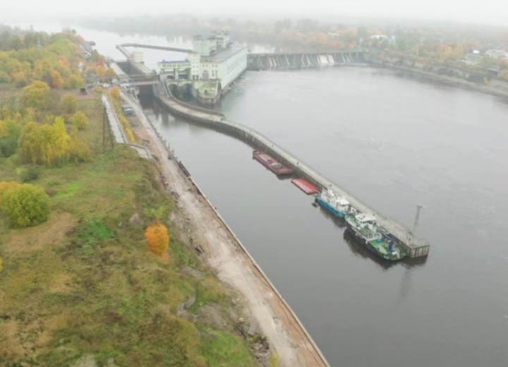 Строительная готовность реконструируемого Волховского шлюза превышает 90%